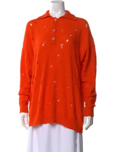 Pre-owned Rus Merino Wool Patterned Sweater In Orange