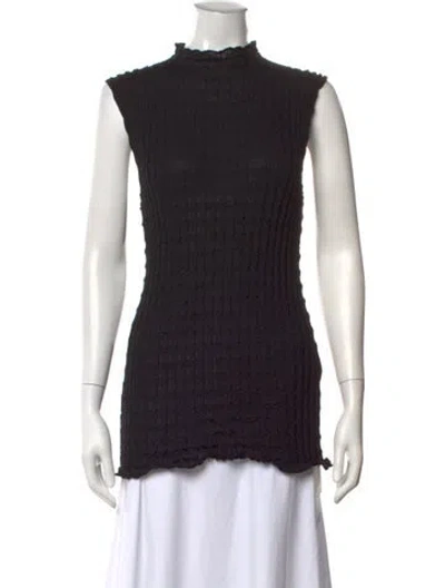 Pre-owned Rus Mock Neck Sleeveless Top In Black
