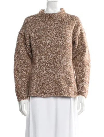 Pre-owned Rus Mock Neck Sweater In Brown