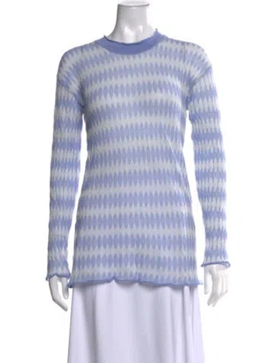 Pre-owned Rus Patterned Crew Neck Top In Blue