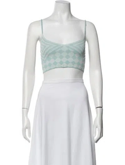 Pre-owned Rus Patterned V-neck Crop Top In Grey
