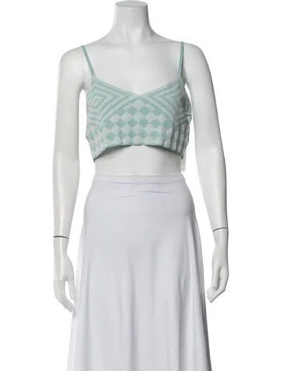 Pre-owned Rus Patterned V-neck Crop Top W/ Tags In Grey