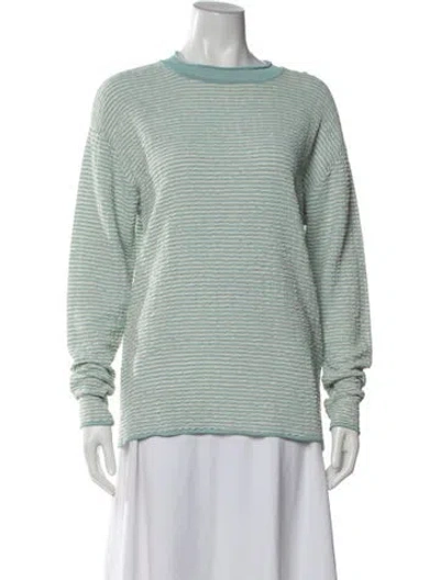 Pre-owned Rus Striped Crew Neck Top In Green