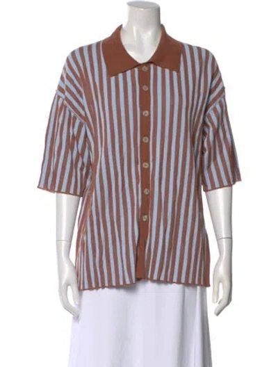 Pre-owned Rus Striped Short Sleeve Top In Multi