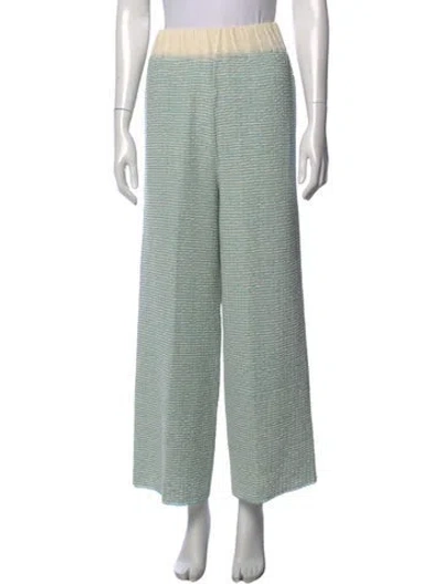 Pre-owned Rus Striped Wide Leg Pants In Green