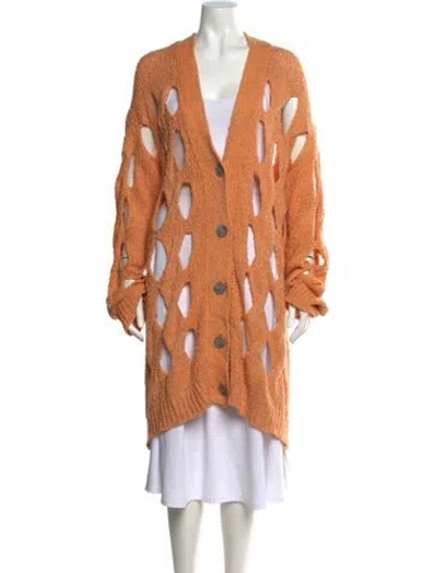 Pre-owned Rus V-neck Sweater In Orange