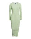 Rus Woman Midi Dress Light Green Size M Cotton, Polyamide In Green