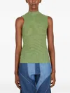 Rusfrcade Esra Mock-neck Zip-front Top In Green