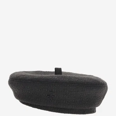 Ruslan Baginskiy Black Monogram-embellished Beret Hat