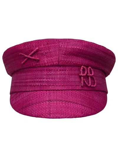 Ruslan Baginskiy Straw Baker-boy Cap In Fuchsia