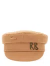 Ruslan Baginskiy Embroidered Wool Baker Boy Hat In Beige