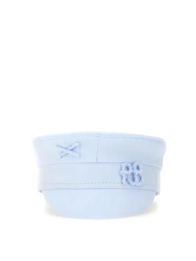 Ruslan Baginskiy Baker Boy Hats In Blue Linen