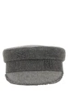 Ruslan Baginskiy Structured Grey Baker Boy Hat With Embellished Emblem In Grey