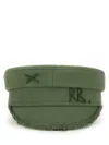 Ruslan Baginskiy Embroidered Baker Boy Hat With Frayed Edge In Military Green