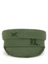 Ruslan Baginskiy Embroidered Baker Boy Hat With Frayed Edge In Military Green
