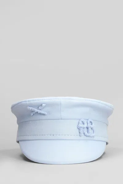 Ruslan Baginskiy Baker Boy Hats In Blue Linen