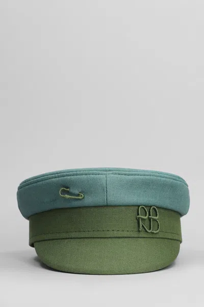 Ruslan Baginskiy Baker Boy Hats In Green Cotton In Multi