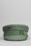 Ruslan Baginskiy Embroidered Baker Boy Hat With Frayed Edge In Green