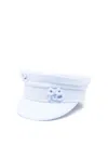 Ruslan Baginskiy Linen Baker Boy Cap With Curved Peak In Azul
