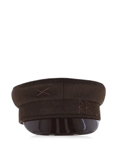 Ruslan Baginskiy Baker Boy-embroidered Hat In Brown