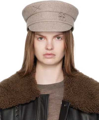 Ruslan Baginskiy Beige Logo-embellished Baker Boy Cap In Sand