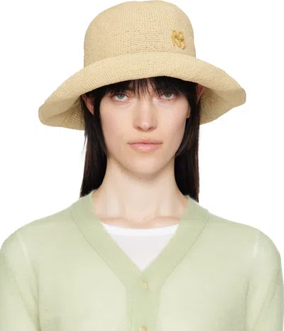 Ruslan Baginskiy Beige Monogram-embellished Bucket Hat In Natural Straw