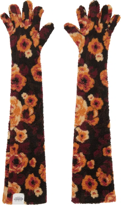 Ruslan Baginskiy Black & Orange Jacquard Faux-fur Gloves In Multi