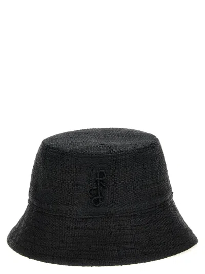 Ruslan Baginskiy Textured Wide Brim Raffia Bucket Hat In Black