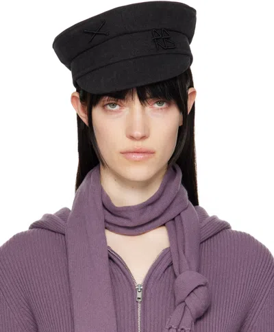 RUSLAN BAGINSKIY BLACK DENIM BAKER BOY CAP