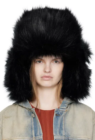 Ruslan Baginskiy Black Faux-fur Aviator Hat