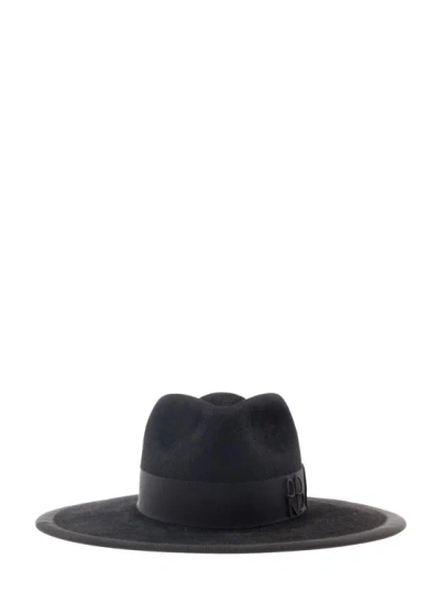 Ruslan Baginskiy Black Fedora Hat With Rb Embroidery
