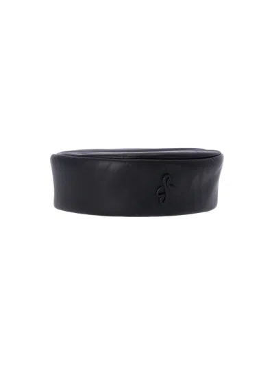 Ruslan Baginskiy Black Leather Baker Boy Hat