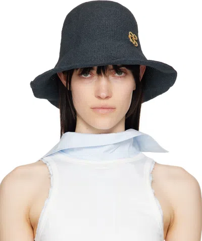 Ruslan Baginskiy Black Monogram-embellished Bucket Hat