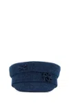 Ruslan Baginskiy Flat Top Short Brim Denim Baker Boy Hat In Blue