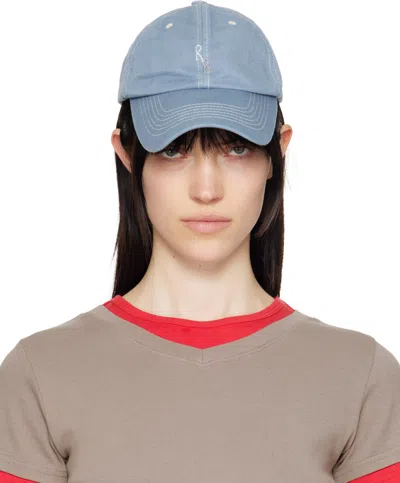 Ruslan Baginskiy Blue Hand-embroidered Baseball Cap In Dark Cyan
