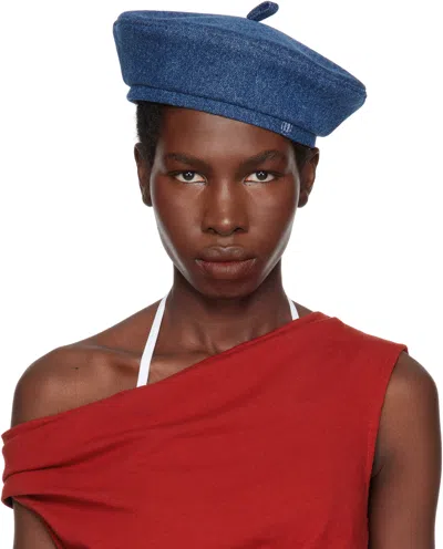 Ruslan Baginskiy Blue Logo-embroidered Denim Beret