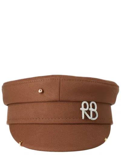 RUSLAN BAGINSKIY WOMEN BROWN LOGO BAKERBOY HAT