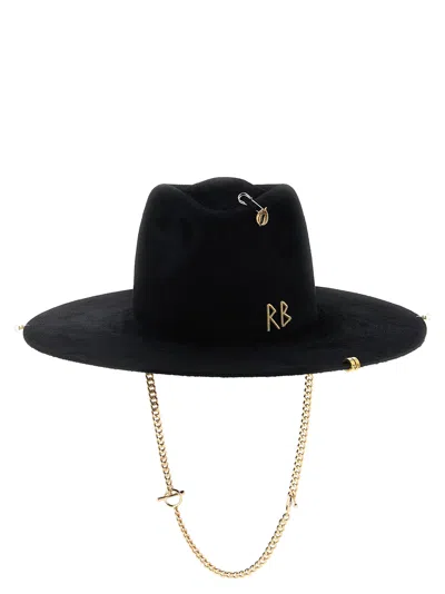 Ruslan Baginskiy Chain Strap Fedora Hats Black