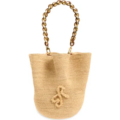 Ruslan Baginskiy Chain Strap Raffia Hat Bag In Neutral