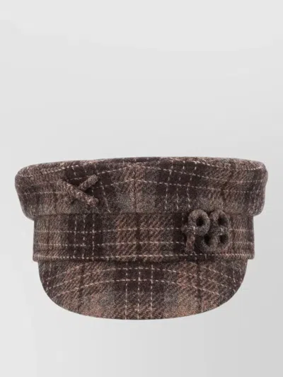 RUSLAN BAGINSKIY CHECKED PATTERN HAT TEXTURED FABRIC BOW
