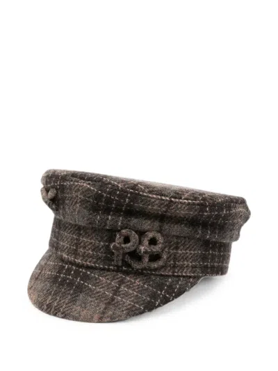 Ruslan Baginskiy Check-print Logo-embroidered Baker Boy Hat In Brown