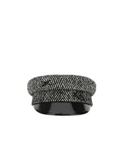 Ruslan Baginskiy Chevron-print Baker Boy Hat In Black