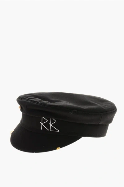Ruslan Baginskiy Cotton Baker Bow Hat With Studs In Black