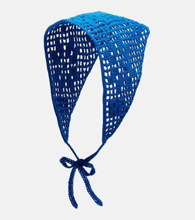 Ruslan Baginskiy Crochet Cotton Scarf In Blue