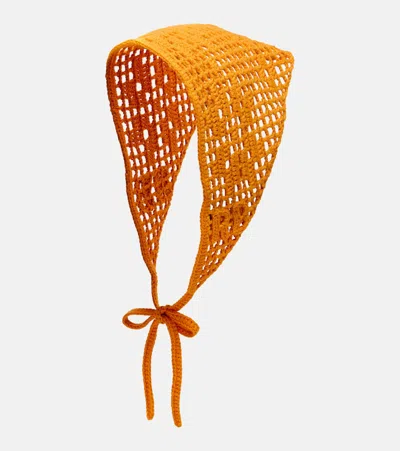 Ruslan Baginskiy Crochet Cotton Scarf In Orange