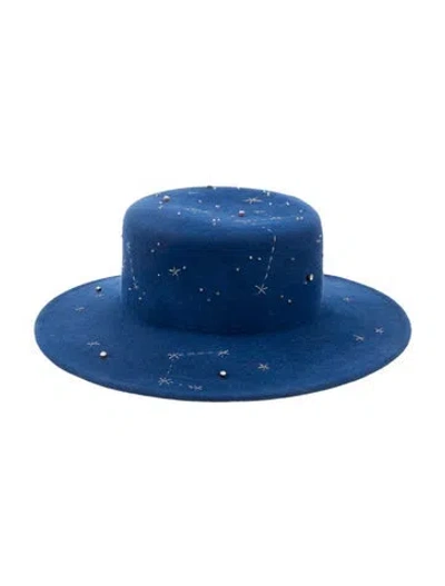 Pre-owned Ruslan Baginskiy Crystal Accent Hat In Blue