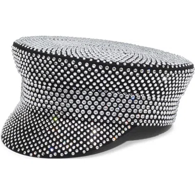 Ruslan Baginskiy Crystal Embellished Baker Boy Cap In Black