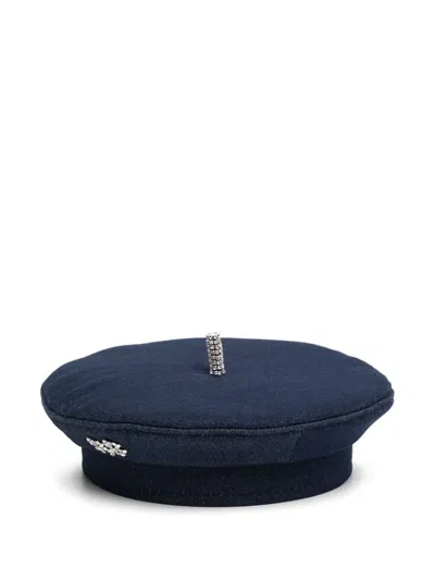 Ruslan Baginskiy Crystal-embellished Denim Beret In Blue