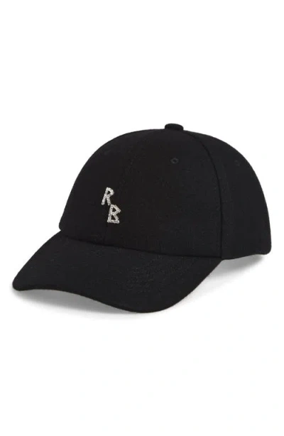 Ruslan Baginskiy Crystal Embellished Wool Adjustable Baseball Cap In Black