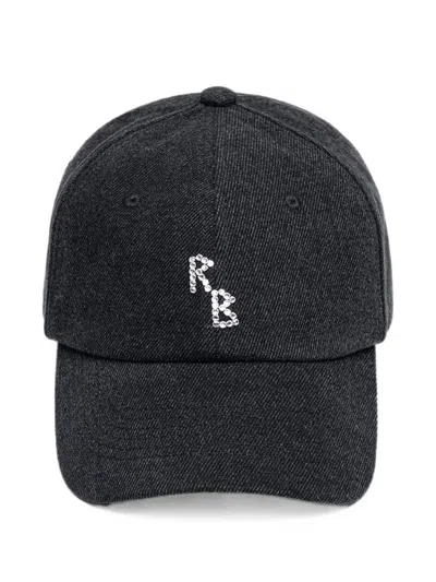 Ruslan Baginskiy Crystal-embroidered Denim Baseball Cap In Black